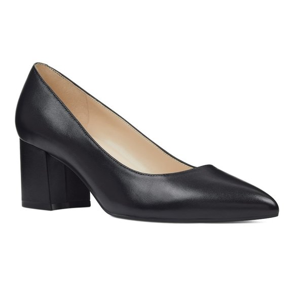 Nine West Shoes - Nine West Issa Women's Leather Block Heels Size 6.5 Med Black NIB